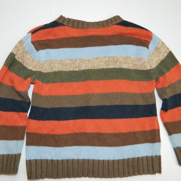 GAP Boys 2T Striped Sweater Orange Brown Blue - Picture 7 of 7
